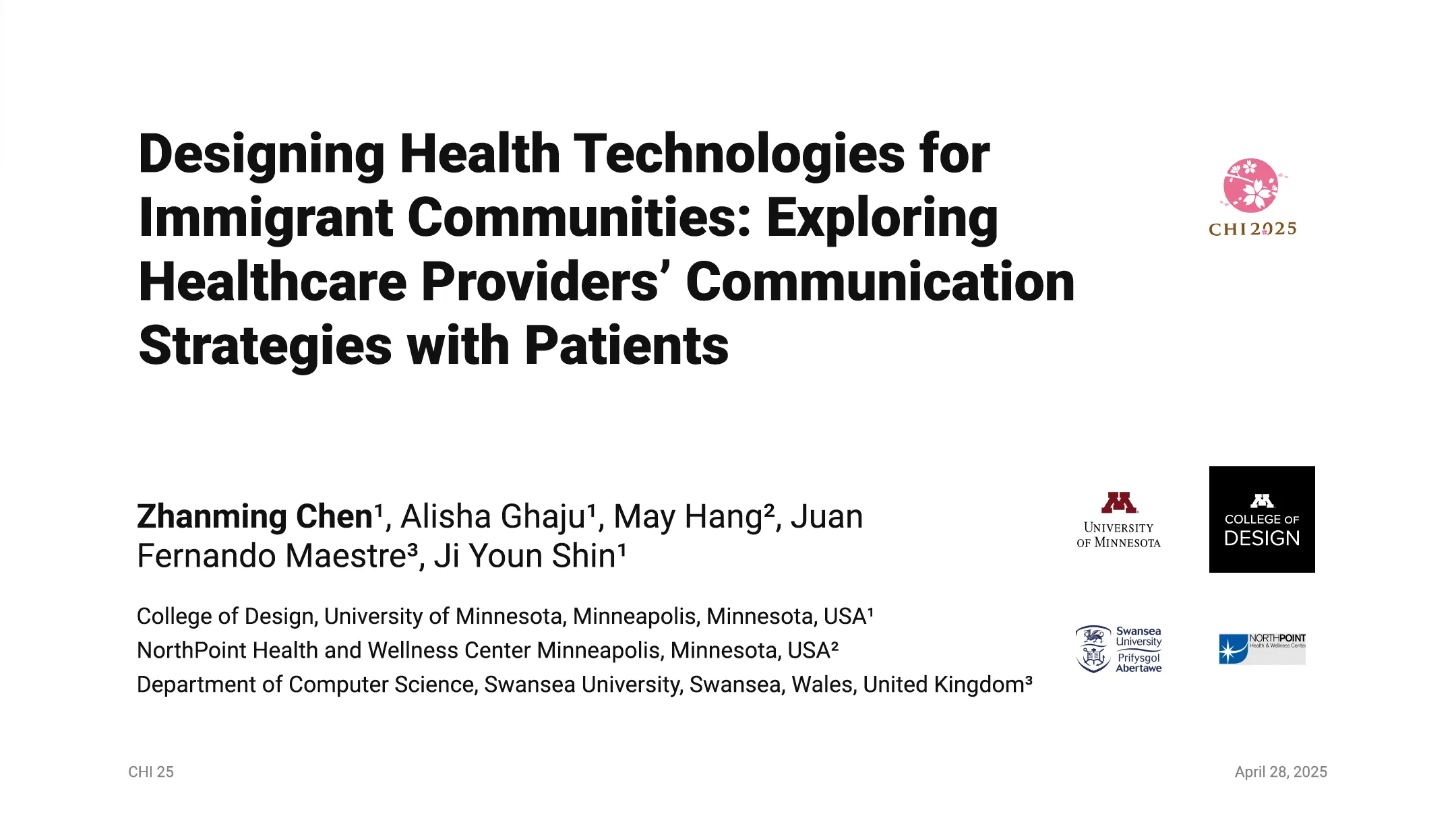 First Full Paper Presentation (CHI '25)